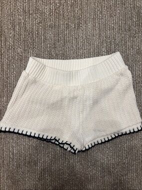 Zara Cream Knit Bike Shorts with Black Trim